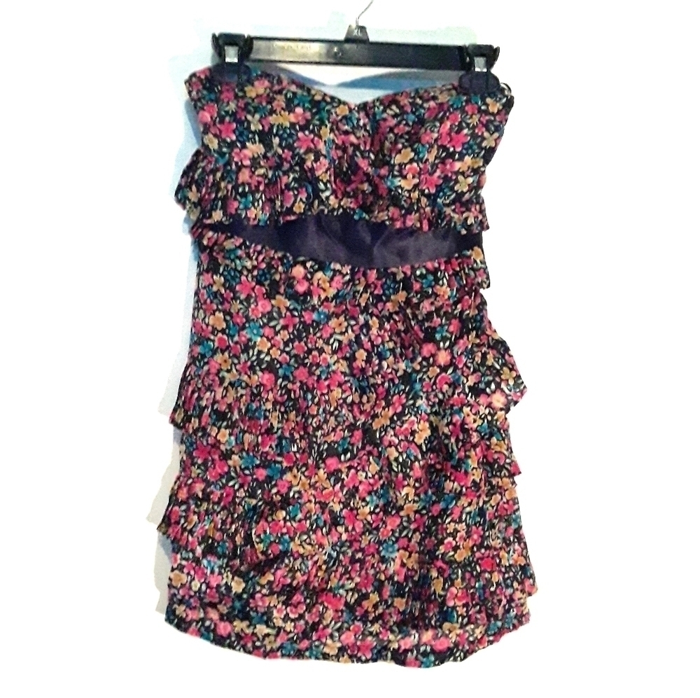 Minuet Silk Floral Strapless Dress